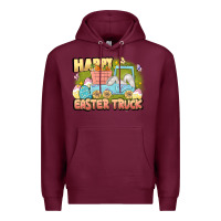 Burgundy Happy Easter truck Premium Hoodie - LillyAllenDesigns