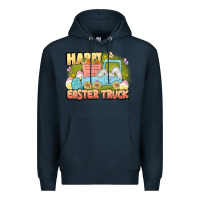 Navy Happy Easter truck Premium Hoodie - LillyAllenDesigns