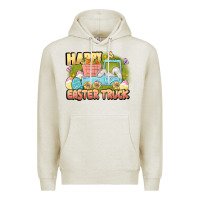 Oatmeal Heather Happy Easter truck Premium Hoodie - LillyAllenDesigns