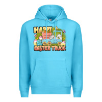 Ocean Blue Happy Easter truck Premium Hoodie - LillyAllenDesigns