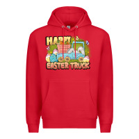 Red Happy Easter truck Premium Hoodie - LillyAllenDesigns