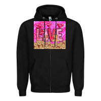 Black love gnome with bear Zipper Hoodie - NancyCooperArtShop