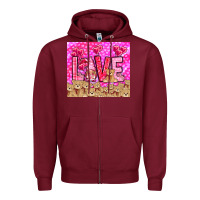 Burgundy love gnome with bear Zipper Hoodie - NancyCooperArtShop