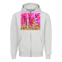 Dove Grey love gnome with bear Zipper Hoodie - NancyCooperArtShop