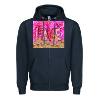 Navy love gnome with bear Zipper Hoodie - NancyCooperArtShop