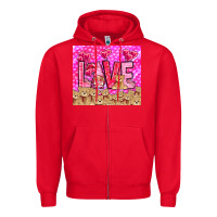 Red love gnome with bear Zipper Hoodie - NancyCooperArtShop