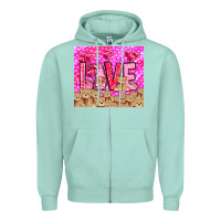 Seafoam love gnome with bear Zipper Hoodie - NancyCooperArtShop