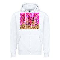 White love gnome with bear Zipper Hoodie - NancyCooperArtShop