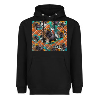 Black Thanksgiving Turkey sunflower turquoise Heavyweight Hoodie - NancyCooperArtShop
