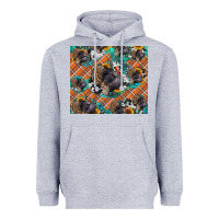 Heather Grey Thanksgiving Turkey sunflower turquoise Heavyweight Hoodie - NancyCooperArtShop