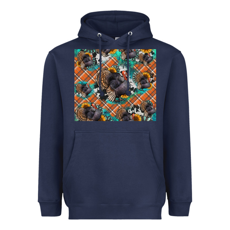 Thanksgiving Turkey Sunflower Turquoise Heavyweight Hoodie by NancyCooperArtShop | Teevron