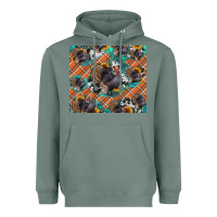 Sage Thanksgiving Turkey sunflower turquoise Heavyweight Hoodie - NancyCooperArtShop
