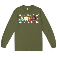 Army Green love tooth and tooth fairy Long Sleeve Tee - AdoDesignShop