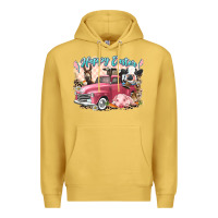 Antique Gold Happy Easter truck with Easter farm animals Premium Hoodie - LillyAllenDesigns