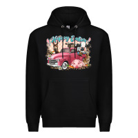 Black Happy Easter truck with Easter farm animals Premium Hoodie - LillyAllenDesigns