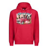 Cardinal Happy Easter truck with Easter farm animals Premium Hoodie - LillyAllenDesigns