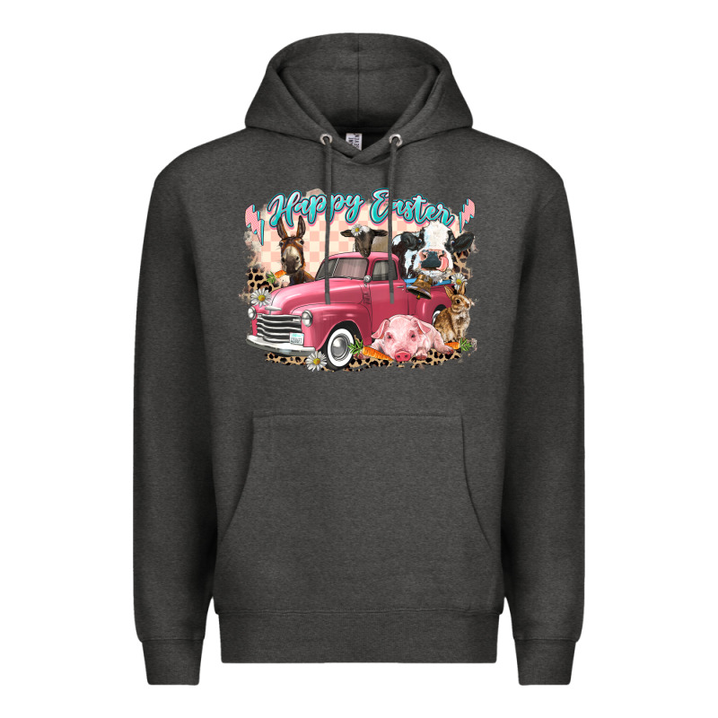 Happy Easter Truck With Easter Farm Animals Premium Hoodie by LillyAllenDesigns | Teevron