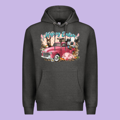 Happy Easter Truck With Easter Farm Animals Premium Hoodie Designed By Lillyallendesigns