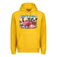 Lemon Happy Easter truck with Easter farm animals Premium Hoodie - LillyAllenDesigns