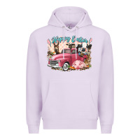 Lilac Happy Easter truck with Easter farm animals Premium Hoodie - LillyAllenDesigns