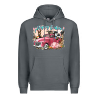 Rock Happy Easter truck with Easter farm animals Premium Hoodie - LillyAllenDesigns