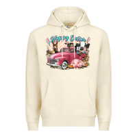 Sandshell Happy Easter truck with Easter farm animals Premium Hoodie - LillyAllenDesigns