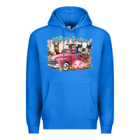 True Royal Happy Easter truck with Easter farm animals Premium Hoodie - LillyAllenDesigns