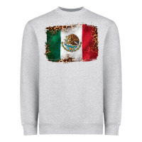 Heather Grey mexican and leopard flag Heavyweight Sweatshirt - CTS Tumbler Store