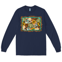 Navy Fall pumpkin Long Sleeve Tee - Artiststas