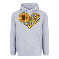 Heather Grey Childhood Cancer Awareness heart Heavyweight Hoodie - NancyCooperArtShop