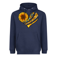 Navy Childhood Cancer Awareness heart Heavyweight Hoodie - NancyCooperArtShop
