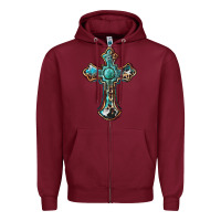 Burgundy western cross Zipper Hoodie - BarkalooDesign