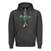 Charcoal Heather western cross Zipper Hoodie - BarkalooDesign