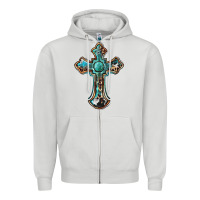 Dove Grey western cross Zipper Hoodie - BarkalooDesign