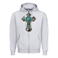 Heather Grey western cross Zipper Hoodie - BarkalooDesign