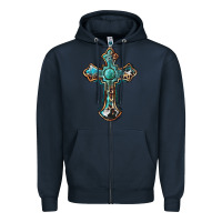 Navy western cross Zipper Hoodie - BarkalooDesign