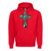 Red western cross Zipper Hoodie - BarkalooDesign