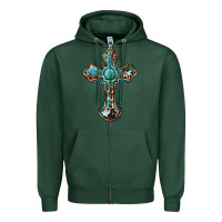 Sports Green western cross Zipper Hoodie - BarkalooDesign