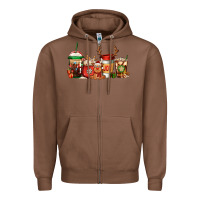 Chestnut Reindeer Christmas Coffee Cups Zipper Hoodie - Jasminsmagicworld