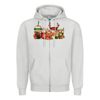 Dove Grey Reindeer Christmas Coffee Cups Zipper Hoodie - Jasminsmagicworld