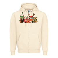 Sandshell Reindeer Christmas Coffee Cups Zipper Hoodie - Jasminsmagicworld