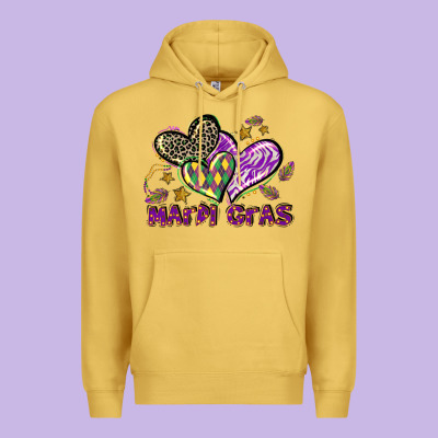 Mardi Gras Heart Premium Hoodie Designed By Lillyallendesigns