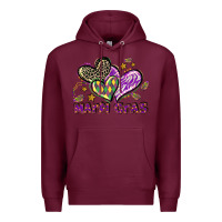 Burgundy Mardi Gras heart Premium Hoodie - LillyAllenDesigns