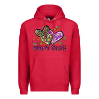 Cardinal Mardi Gras heart Premium Hoodie - LillyAllenDesigns