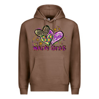 Chestnut Mardi Gras heart Premium Hoodie - LillyAllenDesigns