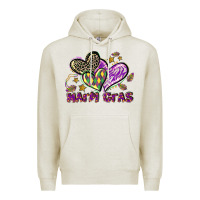 Oatmeal Heather Mardi Gras heart Premium Hoodie - LillyAllenDesigns