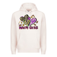 Pale Pink Mardi Gras heart Premium Hoodie - LillyAllenDesigns
