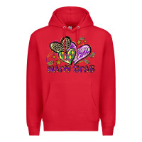 Red Mardi Gras heart Premium Hoodie - LillyAllenDesigns
