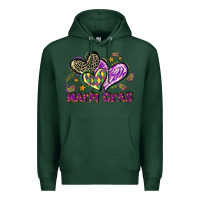 Sports Green Mardi Gras heart Premium Hoodie - LillyAllenDesigns
