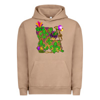 Pigment Burro Louisiana map Mardi Gras Urban Hoodie - NancyCooperArtShop